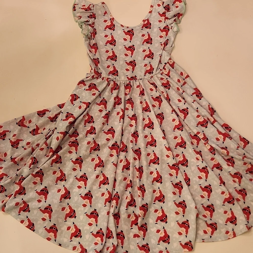 Dot Dot Smile Christmas Santa Twirly Dress Flutter Sleeve 8/10